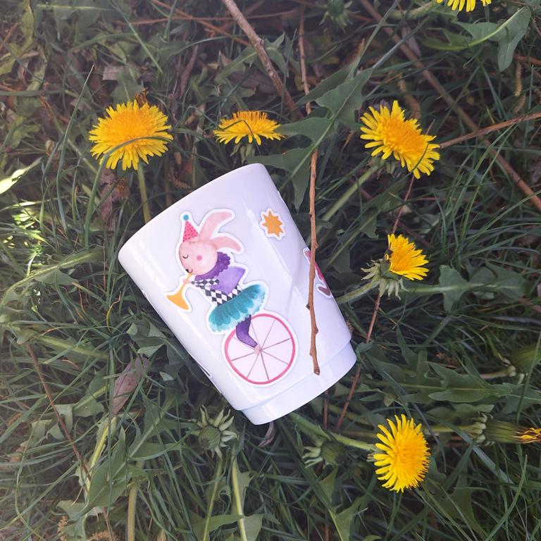 Spülmaschinenfeste Sticker *Hasen im Zirkus*