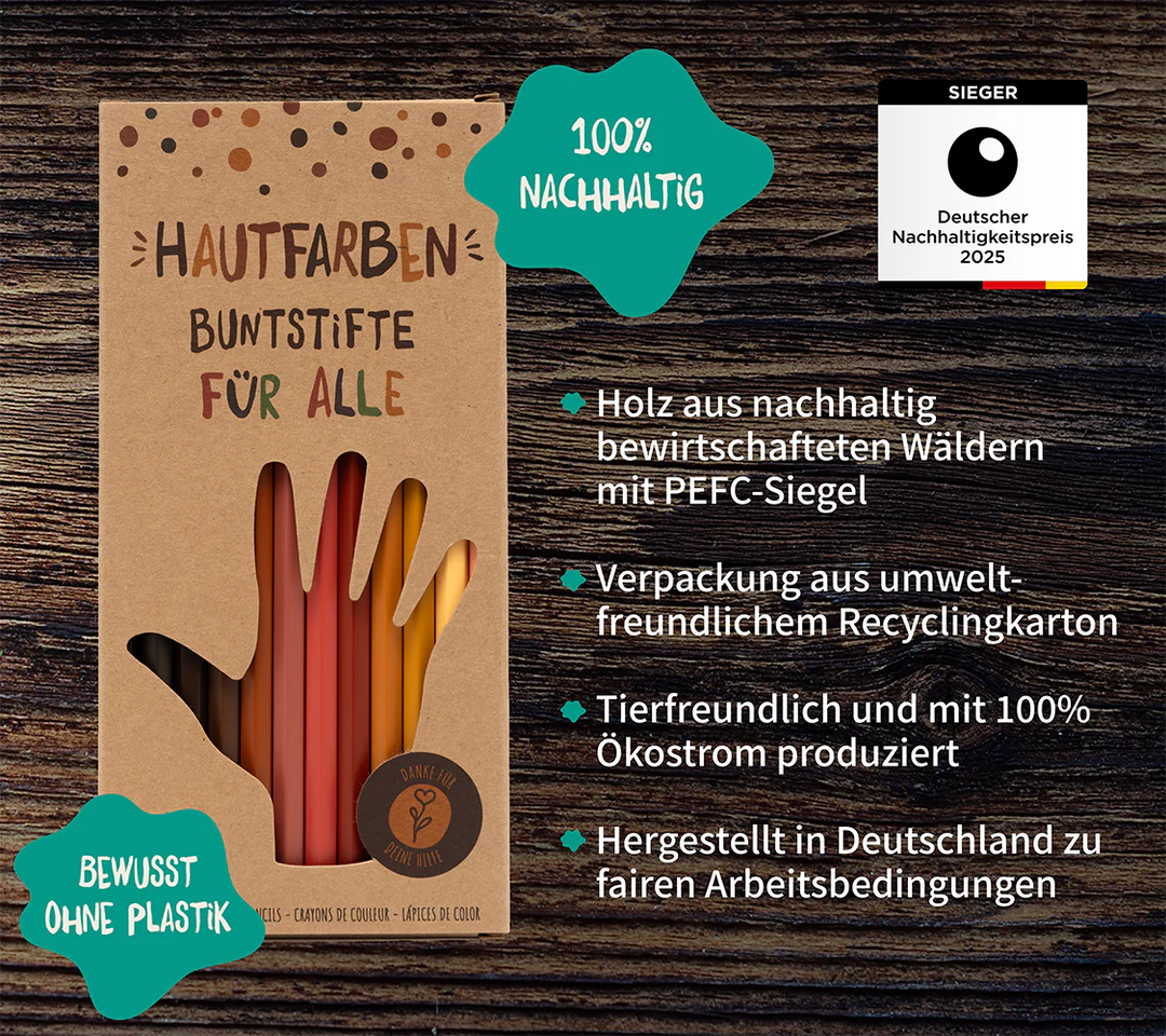 12 Hautfarben-Buntstifte