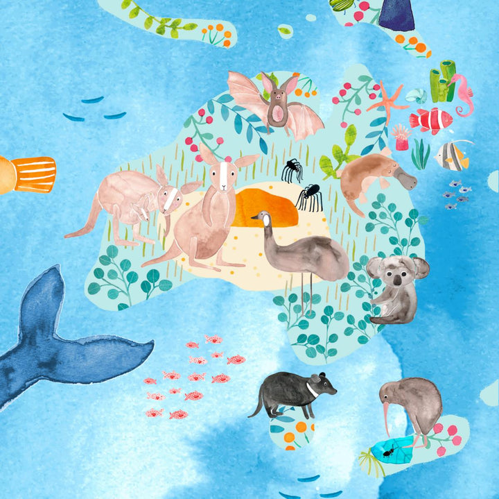 Weltkarte für Kinder Australien